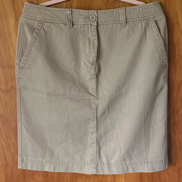 L.L. Bean Dresses & Skirts - LL BEAN-Classic Vintage Cotton Khaki   Tan Pencil Skirt Pockets Knee Length Sz 8